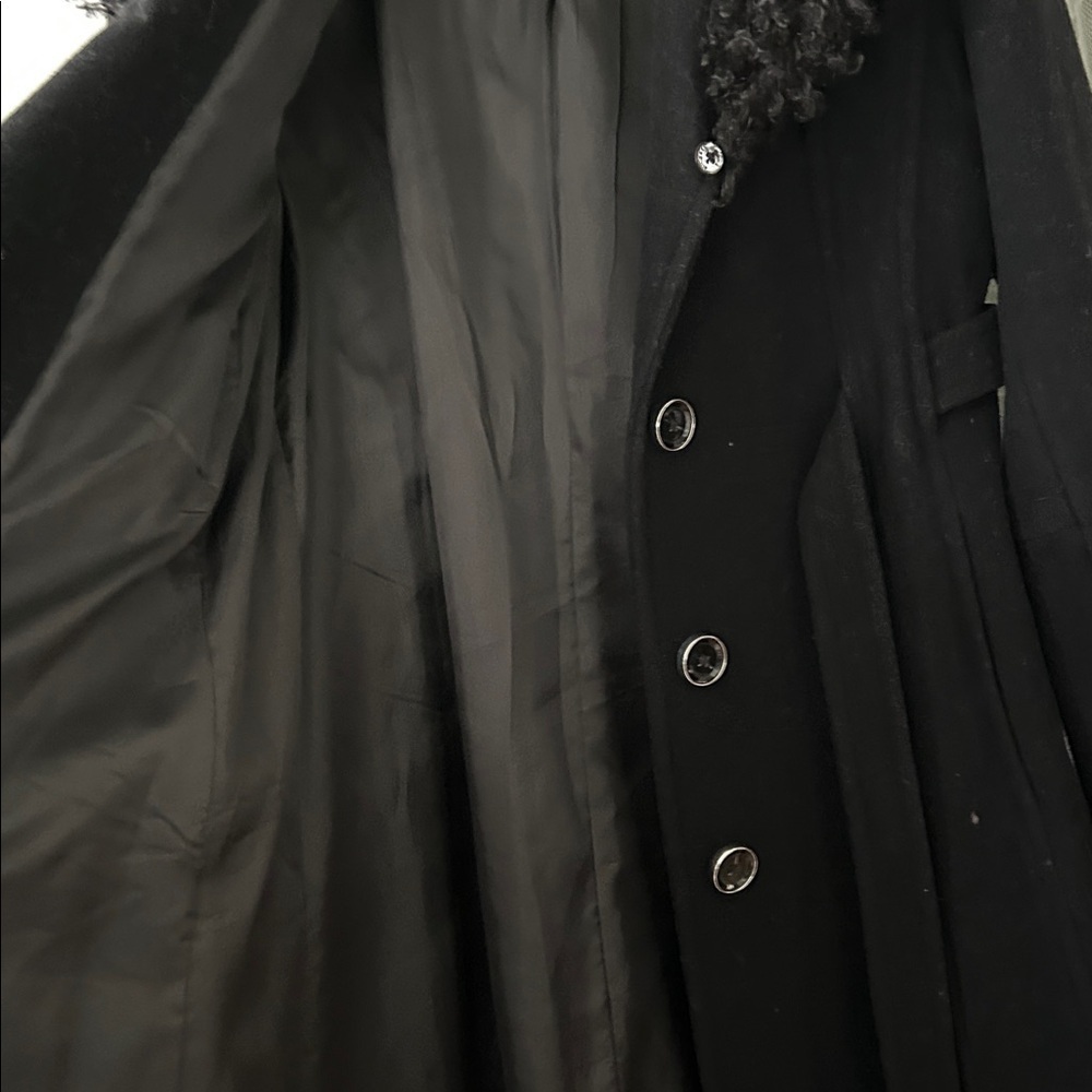 Michael Kors, beautiful black wool coat with woolly fur collar - Picture 5 of 5